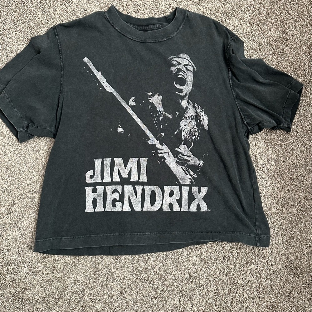 Abercrombie Vintage cropped Jimi Hendrix Black Graphic T-Shirt
